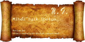 Mihályik Ibolya névjegykártya
